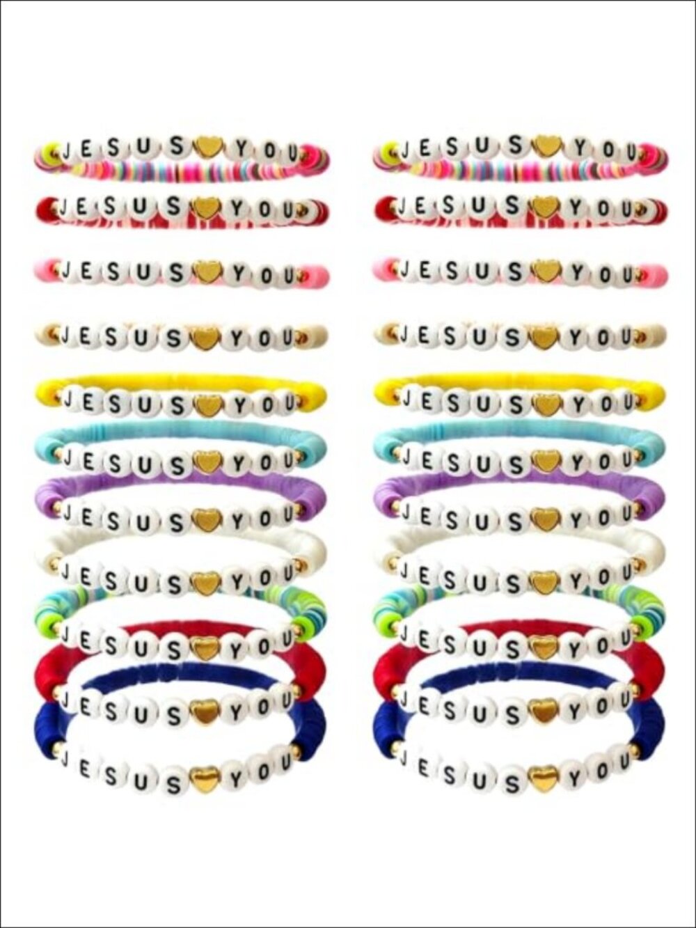 24pc Jesus Loves You Bracelets Christian Friendship Inspirational Religious